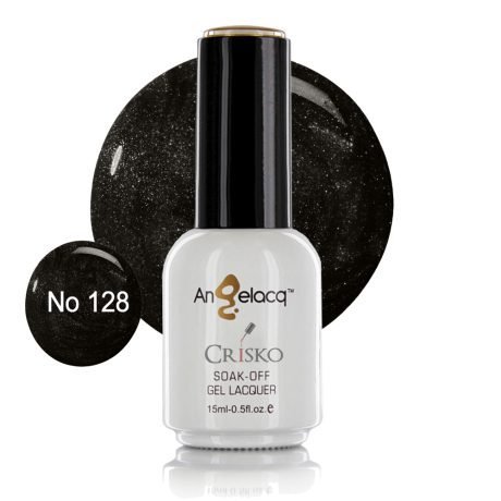 Ημιμόνιμο επαγγελματικό βερνίκι Angelacq 15ml 128 (μαύρο με glitter)