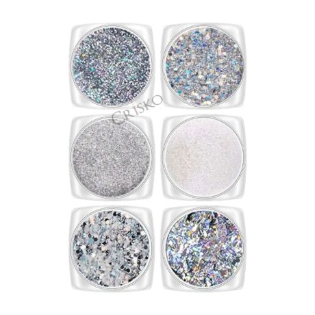 Ασημί glitter 6 τμχ